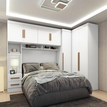 Imagem de Guarda-roupa Modulado 3 Peças 3 Portas 3 Gavetas com Maleiro Smart Plus Branco