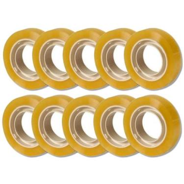 Imagem de Fita Durex Adesiva 12mm x 33m Fit-Pel kit com 10 rolos