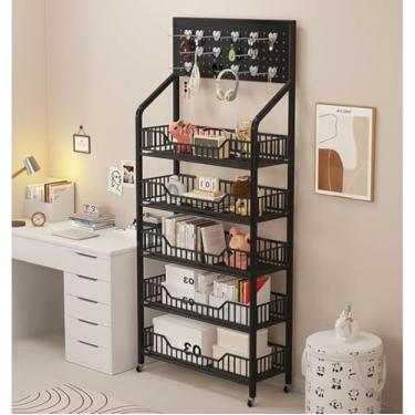 Imagem de Grande Suporte Organizador De Rack De Exibição Sck De 5 Camadas Para Cozinha De Loja, Prateleira De Exibição De Varejo De Supermercado De Chã, 5 Tier White, 60x27x165cm(23.6x10.6x65in)