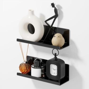 Imagem de Prateleiras flutuantes PAVSTINE acrílico 30cm pretas para parede