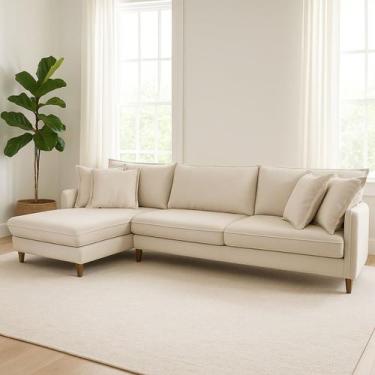 Imagem de Sofá Living com Chaise Riviera Tecido Linho Cru 2,90M - Móveis Hórus