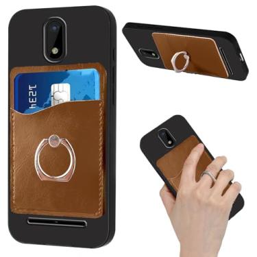 Imagem de Tuxiwei Capa de TPU para ANS P550 ANS Artia Sp555D com compartimentos para cartões, carteira de mão, com suporte giratório integrado para dedo, mãos livres | Carteira de couro PU marrom com suporte