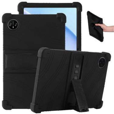 Imagem de Sozengba Capa para tablet DOOGEE Tab A9, para DOOGEE Tab A9 Pro 10,1 polegadas, capa protetora à prova de choque de silicone macio ajustável para crianças (preta)