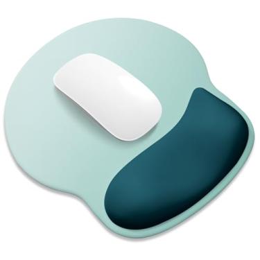 Imagem de ITNRSIIET Mouse pad ergonômico com descanso de pulso de espuma viscoelástica mais amplo + 17% - almofada curva reduz a pressão em 20%, alívio da dor, antiderrapante, suave, cores fofas, 25 x 23 cm