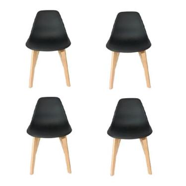 Imagem de Cadeira CHARLES EAMES Solid Wood 131PP PRETA KIT 4 UN - LEON IMPORTS