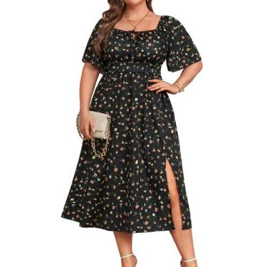 Imagem de Vestido de verão Pinup Fashion 2025 Sun Boho Floral Plus Size