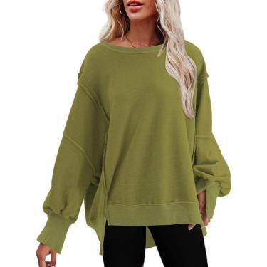 Imagem de Moletom feminino SHEWIN de grandes dimensões verde, primavera de 2025