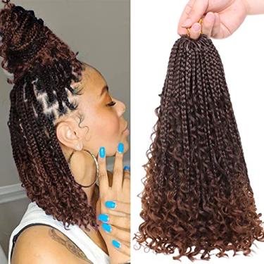 Imagem de Goddess Box Trança de Cabelo Crochê Trança de Cabelo para Mulheres Negras 9 Pacotes Pré Looped Boho Bob Box Tranças Crochê Tranças Sintético Trança de Cabelo Extensão de Cabelo (T30)