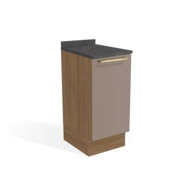 Imagem de Balcão de Cozinha Modulado Botanic M621 1 Porta c/Tampo 40cm Nogueira/Fendi/Cinzel - Kappesberg