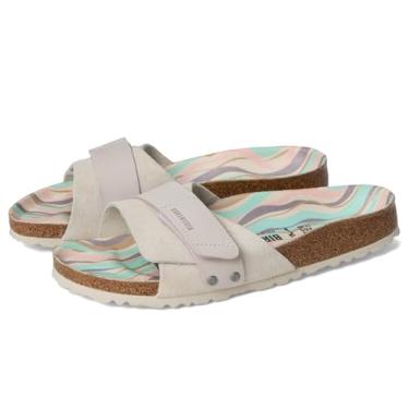 Imagem de Birkenstock Sandália feminina Oita com palmilha estampada, Branco antigo, 8-8.5 Narrow