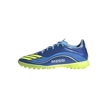 Imagem de adidas Tênis unissex adulto F50 Messi League Turf, Team Royal Blue/Solar Yellow/Semi Blue Burst, 11 Women/10 Men