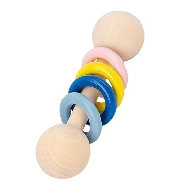 Imagem de Zhjvihx Apertendo o Brinquedo da Criança, a Estimulação Visual de áudio de Chocalho Portátil de Madeira Portátil para Meninos para Interação Com Filhos de Pais (4 anel)