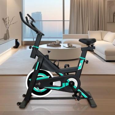 Imagem de Bicicleta Ergométrica Spinning 5kg Volante Estofado PU com Monitor (Verde)