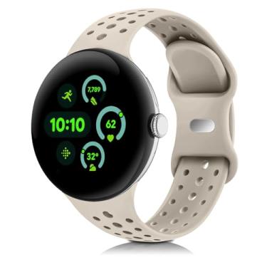 Imagem de HAYONLIY Pulseiras esportivas compatíveis com Google Pixel Watch 4/3/2/1 de 41 mm e 45 mm, pulseira respirável de silicone macio de substituição para mulheres e homens
