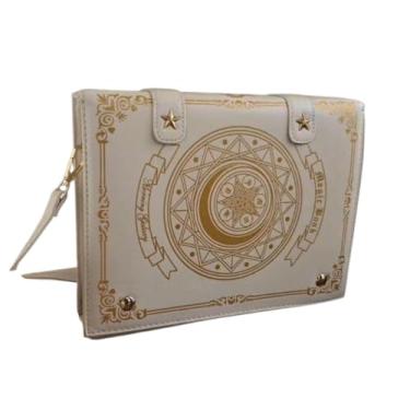 Imagem de Bolsa Estrela e Lua Livro Mágico bolsa de ombro Mochila De Couro Diagonal Retrô Magic Book Branca