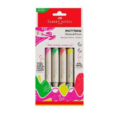 Imagem de Marcador permanente Multimark Neon com 4 unid Faber-Castell