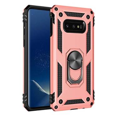 Imagem de SORAKA Capa para Samsung Galaxy S10e com suporte de anel, capa protetora para Samsung Galaxy S10e, capa traseira de policarbonato rígido com placa de metal para suporte magnético de telefone e carro,