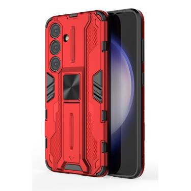 Imagem de SORAKA Capa para Samsung Galaxy S24 com suporte Capa de proteção resistente para Samsung Galaxy S24 Capa com placa de metal para suporte magnético para carro Capa Silm Fit