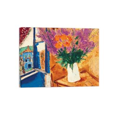 Imagem de Flores Pintura em tela Famosa Pintura Reprodução-Quadros para sala de estar-Flores perto da janela-Pôster pronto para pendurar Tela Embrulhada 60x80cm