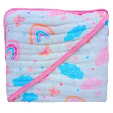 Imagem de Toalha de Banho Bebê Soft Com Capuz Macia 3 Camadas para o Enxoval do Bebê Menino Menina (Nuvem Rosa)