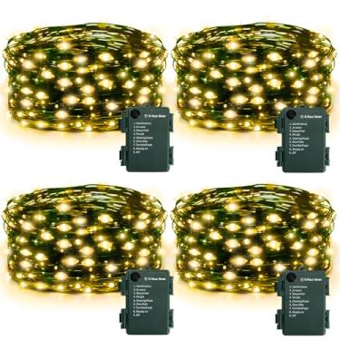 Imagem de KOUQIYA Pacote com 2 luzes de corda de Natal, 5,5 m, 50 LEDs, bateria, luz estrelada com temporizador, 8 modos, luzes de árvore à prova d'água para decoração de festa de Natal e jardim ao ar livre