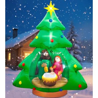 Imagem de Decorações infláveis de Natal de 1,8 m, presépio inflável ao ar livre com luzes LED, decoração externa de jardim de Natal Jesus
