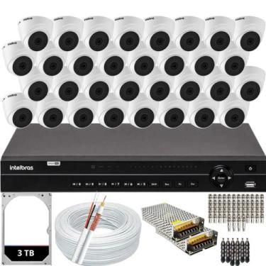 Imagem de Kit Cftv 32 Câmeras Intelbras 1120 D Dvr 32 Canais MHDX 1232 Hd 3TB