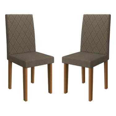 Imagem de Kit 2 Cadeiras De Jantar Estofadas 43,5cm Multimóveis CR50216 Cacau
