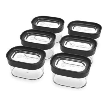 Imagem de Conjunto de 6 Potes Herméticos para Temperos Transparente com Tampa Preta acrilico organização cozinha