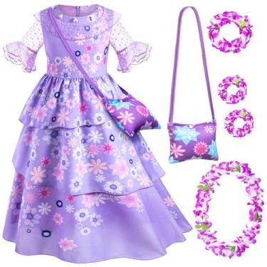 Imagem de Vestido de princesa Kaisebile para meninas de 6 a 7 anos com bolsa