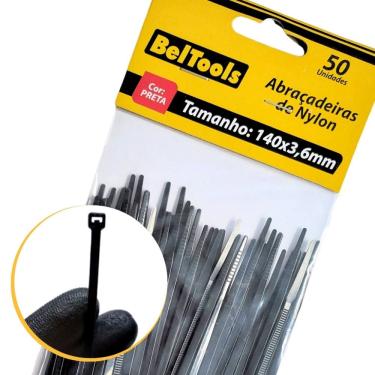 Imagem de 50 Abraçadeira Enforca Gato Nylon 140x3,6mm Preta Beltools