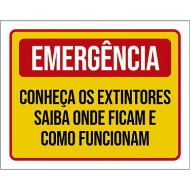 Imagem de Kit 5 Placas Emergência Conheça Extintores Onde Ficam 36X46