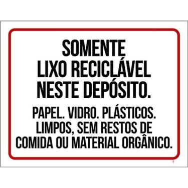 Imagem de Kit 5 Placas Somente Lixo Reciclável Neste Depósito Vidro