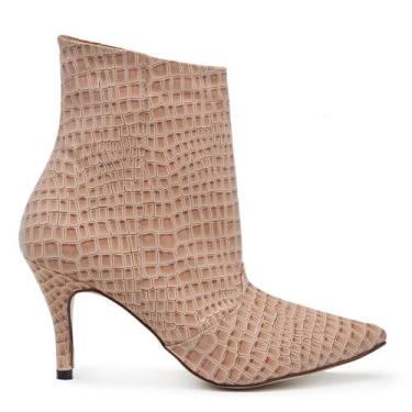Imagem de Bota Croco Albany Cano Médio Salto Fino com Zíper Lateral - Vitória Lu