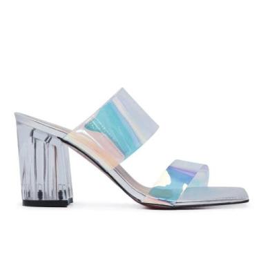 Imagem de Tamanco Vitoria Lugo Festa Salto Acrílico Vinil Holográfico - Vitória 