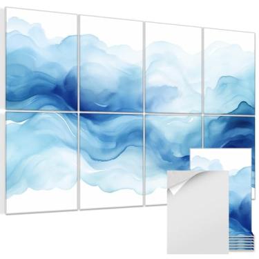 Imagem de EVENRISING Pacote com 8 painéis acústicos artísticos autoadesivos, arte de parede acústica de 121 x 81 cm, melhor decoração do que painéis de espuma à prova de som, estúdio de gravação/tratamento