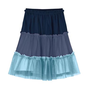 Imagem de Saia Midi Infantil De Tule Com Babados Trick Nick Azul-Feminino