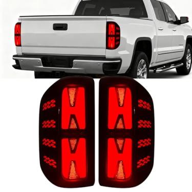 Imagem de Luzes traseiras de LED adequadas para Chevy Silverado 1500 2014-2018, 2015-2019 2500HD e 3500HD, 15-19 GMC Sierra 3500 HD (apenas roda traseira dupla) com luz de freio, seta e luzes gerais - um par