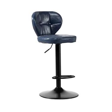 Imagem de Cadeira de bar cadeira de bar elevável (63-83 cm) moderna simples couro PU encosto cadeira de bar pode girar banco alto bancos de bar ajustáveis (cor: H)