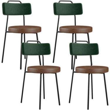 Imagem de Kit 04 Cadeiras Estofada Para Sala Jantar Barcelona L02 Facto Verde Mu