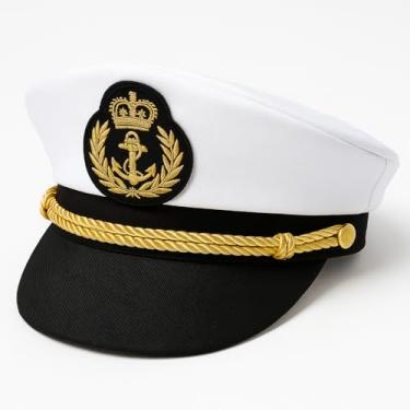 Imagem de Chapéu Boina Quepe Temático Fantasia Carnaval Festa Estilo do Chapéu Marinheiro Branco