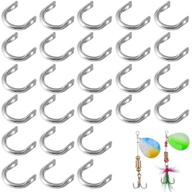 Imagem de Manilha giratória de pesca, 200 peças, Easy Spinners Clevi em forma de U, elos de latão Spinnerbait Spinnerbait Spinners, lâmina Clevi para fazer iscas, equipamentos de peixe (Siver-200 peças)