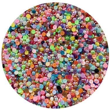 Imagem de 2000 peças, meia pérola de 3 mm para artesanato, miçangas redondas de meia pérola para fabricação de joias, arte de unhas, scrapbook, artesanato, decoração de vestido de casamento (cores AB)
