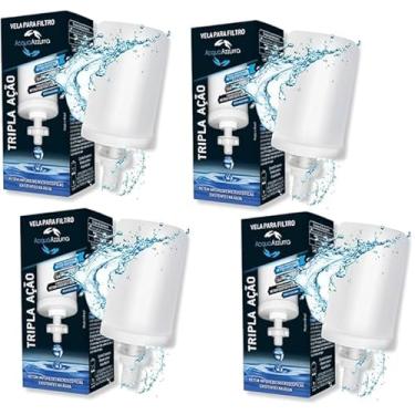Imagem de Kit 4 Velas Tripla Ação Alcalinas para Filtro de Barro – Cerâmica Microporosa + Carvão Ativado com Prata Coloidal | Refil Universal para Filtros por Gravidade