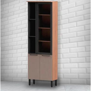 Imagem de Cristaleira 3 Portas MDP e Vidro Temperado com Nichos Caiena Telasul