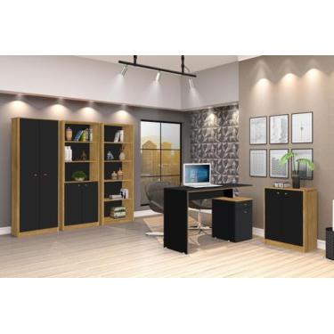 Imagem de Kit 5 Peças 1 Escrivaninha 120cm 1 Balcão 2 Estantes 1 Armário - Espre