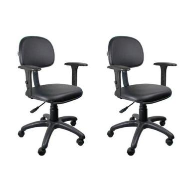 Imagem de Kit 2 Unidades Cadeira Escritório Secretária Giratória com Braço Regul