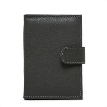 Imagem de Carteira Feminina Em Couro Fechamento Botão de Pressão Porta Cartão Cé