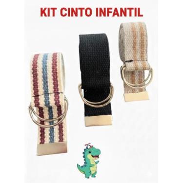Imagem de kit 3 cinto infantil correia lona barato fivela argola - ARAGO