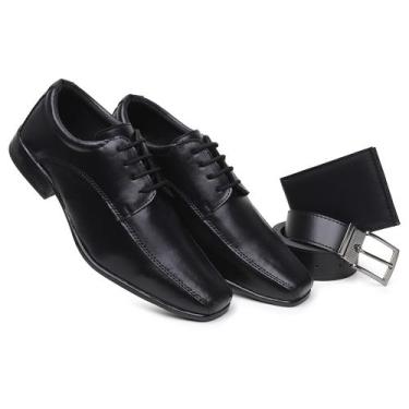 Imagem de Kit Social Sapato Preto West Line Carteira + Cinto - WEST BOOTS, Preto